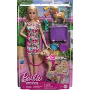 Barbie Doll with Dogs Playset - Wheelchair Puppy & Accessories - BN